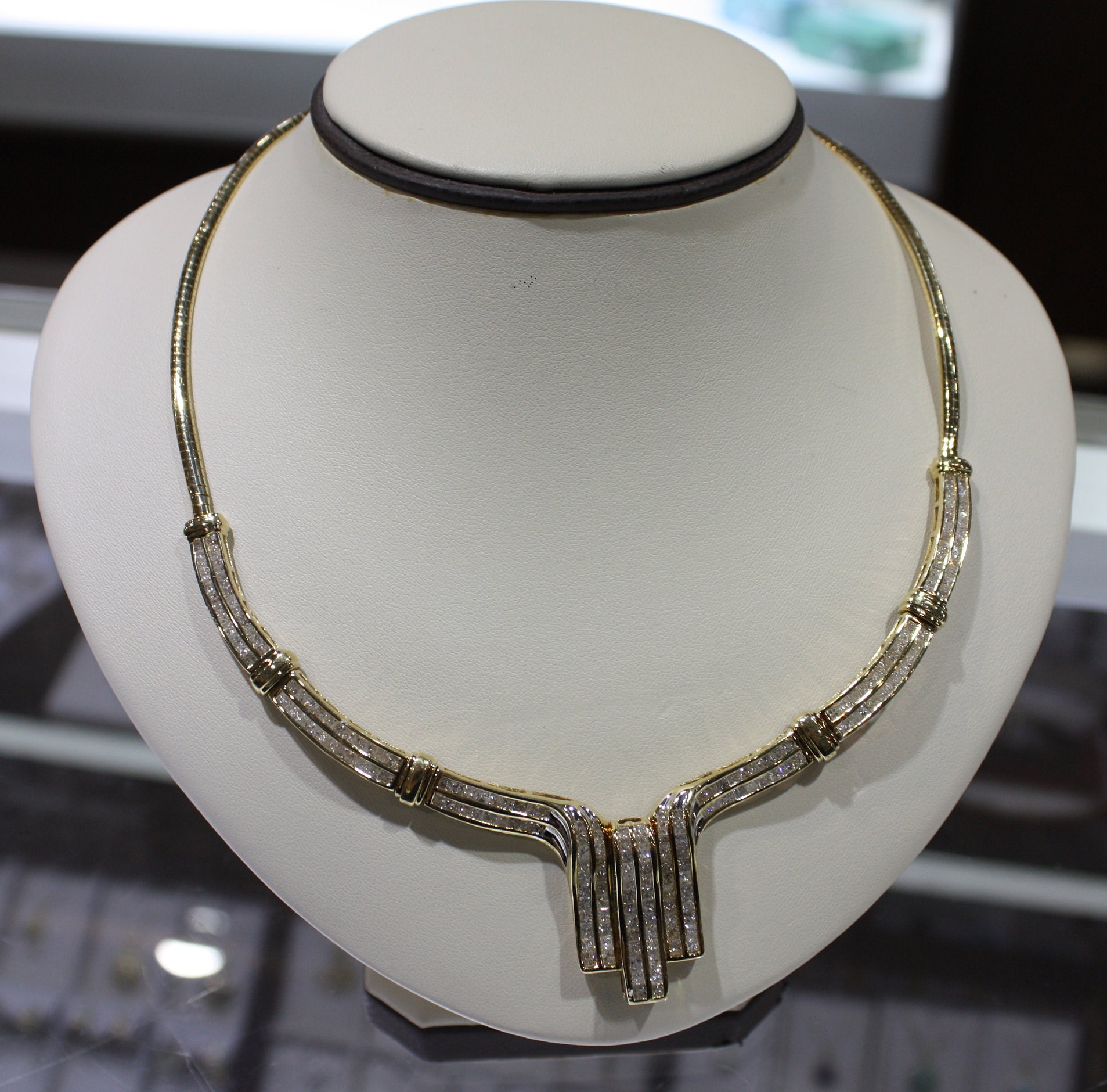 WATERFALL DIAMOND NECKLACE 14K Yellow Gold Statement 10CT. Etsy