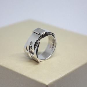 Handcrafted BELT Ring Sterling Silver 925 8mm Size 7 Unisex 10.7g