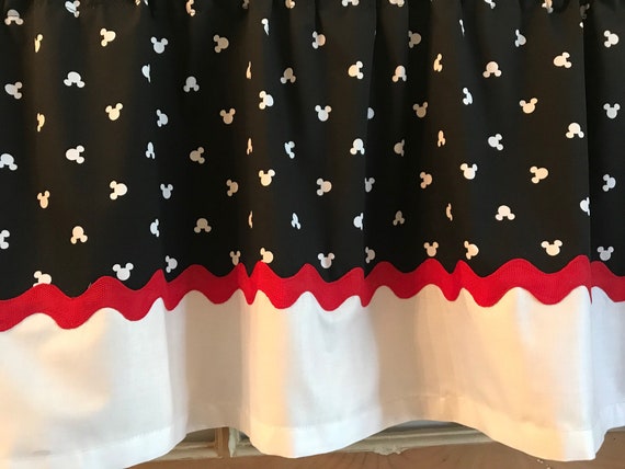 Mickey Mouse Red Black White Kitchen Bedroom Window Valance Topper Treatment Decor Curtains Blinds Shutters Handmade S Afsaana Com Mickey Mouse Red Black White Kitchen, Mickey Mouse Curtains For Kitchen