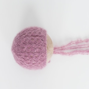 Knit Baby Bonnet, Brushed Alpaca Bonnet, Hand-Dyed yarn, Neutral Knits, newborn photography, newborn photo prop