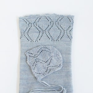 Blue Knit Bonnet with Matching Wrap, Knit wrap and bonnet set, Newborn Photography Prop, other colors available!