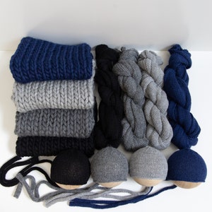 knit Bonnet and Matching Wrap Set, Newborn Photography Knit Props, Knit Baby Bonnet & Wrap,