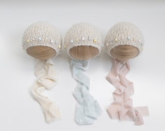Knit newborn bonnet, Newborn Photography Knit Props, Knit Baby Bonnet, newborn props, new baby gift