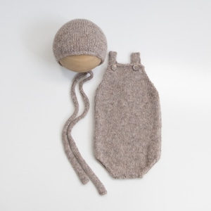 Knit baby romper, baby romper, alpaca bonnet, newborn photography prop, knit bonnet prop Newborn Photography Prop, Photo Prop, Knit Bonnet