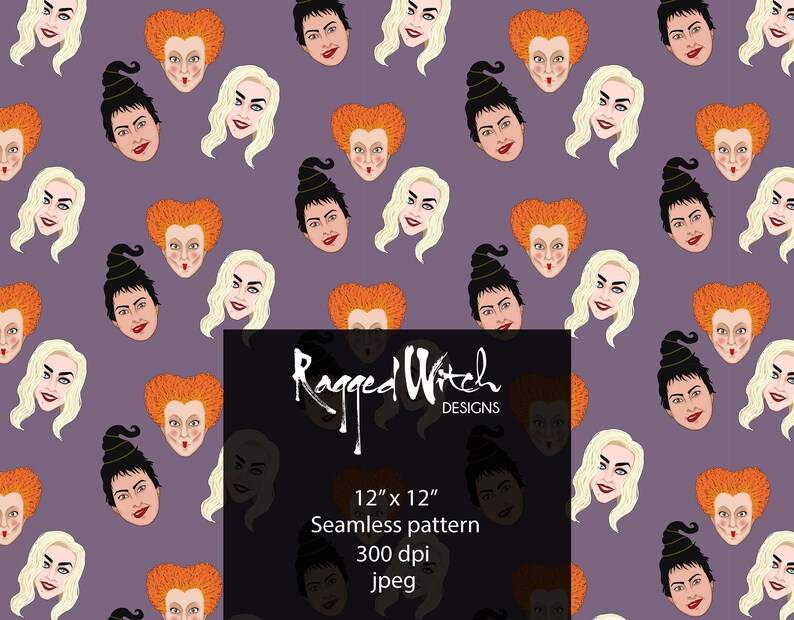 Sanderson Sisters digital paper seamless design Digital Etsy