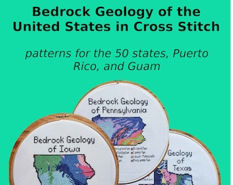 DIGITAL BUNDLE United States Bedrock Geology cross stitch PDF pattern download