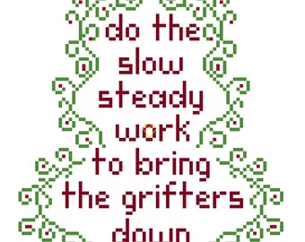 Faites le travail lent et régulier pour faire tomber les escrocs, téléchargement du modèle PDF au point de croix