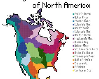 North America Watersheds cross stitch PDF pattern download