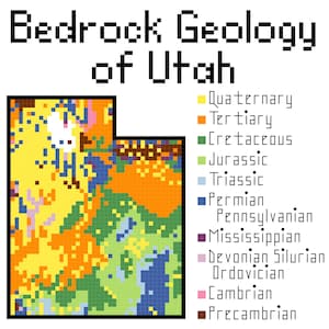 Utah Bedrock Geology cross stitch PDF pattern download