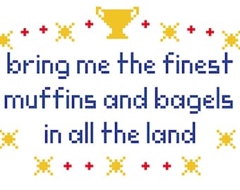 Finest muffins and bagels West Wing cross stitch PDF pattern download