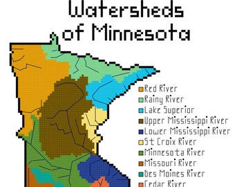 Minnesota Watersheds cross stitch PDF pattern download