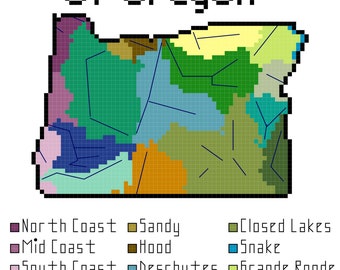 Oregon Watersheds cross stitch PDF pattern download