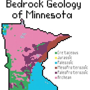 Minnesota Bedrock Geology cross stitch PDF pattern download