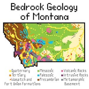 Montana Bedrock Geology cross stitch PDF pattern download