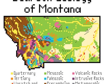 Montana Bedrock Geology cross stitch PDF pattern download