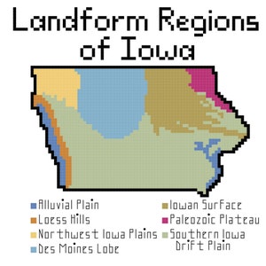 Iowa landform regions cross stitch PDF pattern download