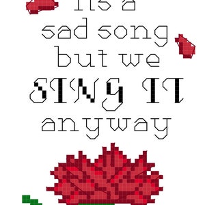Sing It Anyway, Hadestown, it&#39;s a sad song, cross stitch PDF pattern download