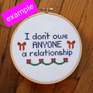 No Owed Relationships cross stitch PDF pattern download image 2