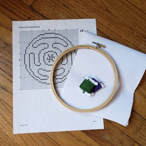 Kit: materials for QUOTE cross stitch pattern-- floss, fabric, and pattern files