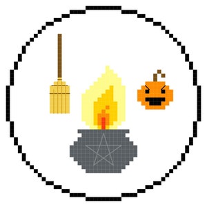 protection circle witch cross stitch PDF pattern download