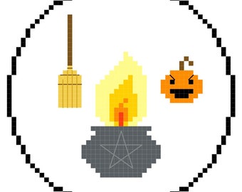 cercle de protection sorcière point de croix PDF modèle télécharger