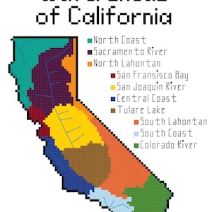 California Watersheds cross stitch PDF pattern download