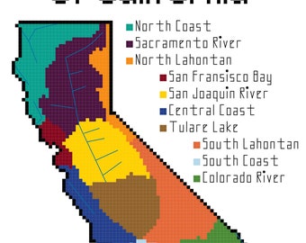 California Watersheds cross stitch PDF pattern download
