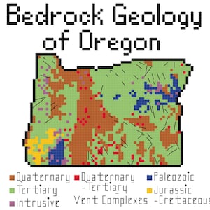 Oregon Bedrock Geology cross stitch PDF pattern download