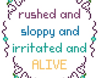 Précipité et bâclé et irrité et vivant, YWA, vous vous trompez, épouses de stepford, téléchargement du modèle PDF au point de croix