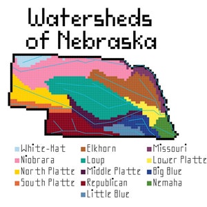 Nebraska Watersheds cross stitch PDF pattern download