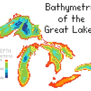Great Lakes Bathymetry cross stitch PDF pattern download