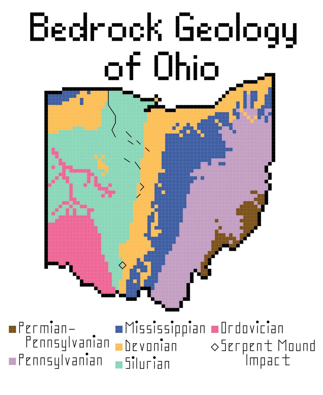 Ohio Bedrock Geology Cross Stitch PDF Pattern Download Etsy