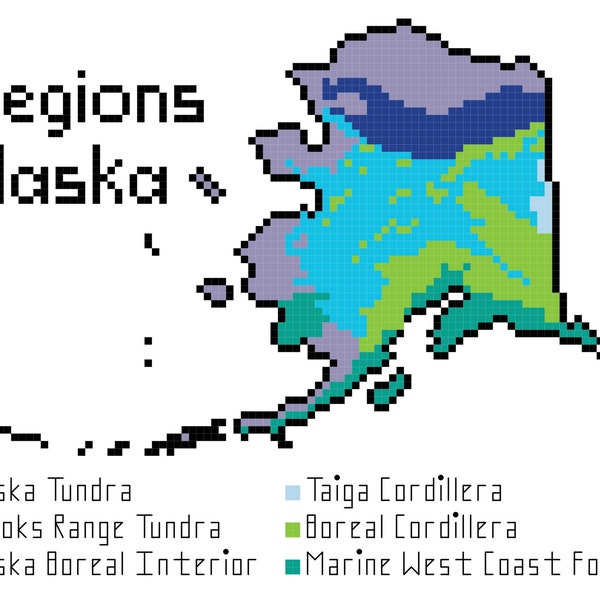 Alaska Ecoregions cross stitch PDF pattern download