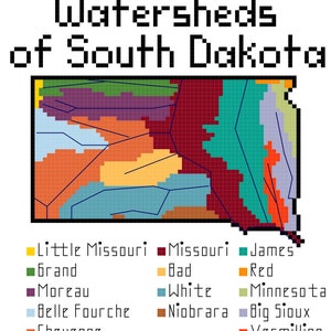 South Dakota Watersheds cross stitch PDF pattern download