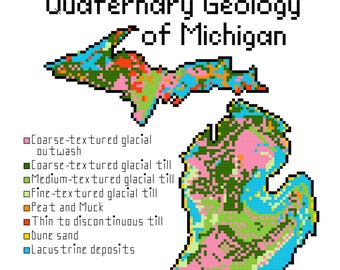 Téléchargement du modèle PDF au point de croix de la géologie du quaternaire du Michigan