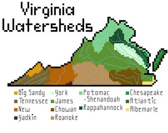 Virginia Watersheds cross stitch PDF pattern download
