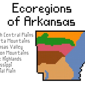 Arkansas Ecoregions cross stitch PDF pattern download