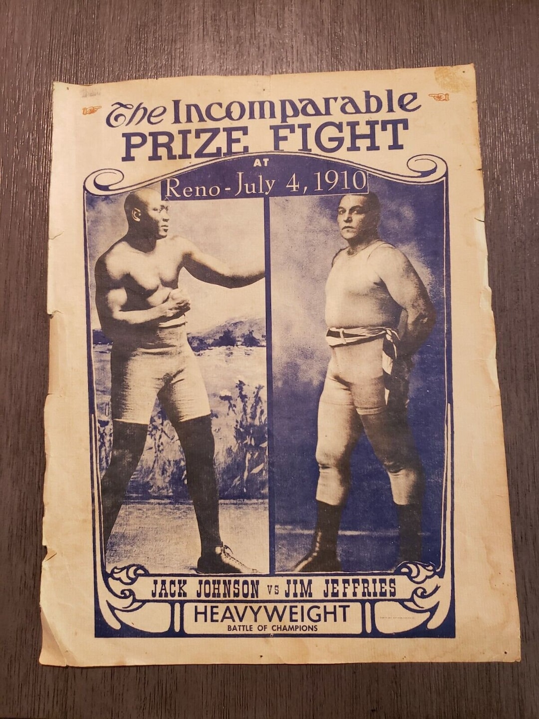 Antique Original 1910 Johnson Vs. Jeffries the Incomparable Prize