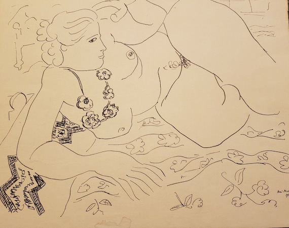 Henry matisse. vintage lithograph. reclining nude. 1935