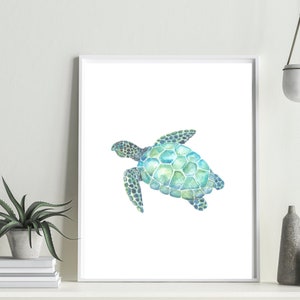 Sea Turtle Watercolor Instant Download, Sealife Decor, Printable Wall Art