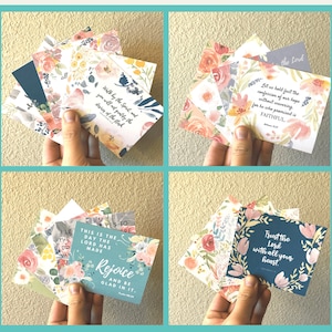 Paquete de tarjetas de las Escrituras #1, conjunto de 18, tarjetas de aliento, tarjetas de versículos bíblicos, descarga digital, flores de acuarela