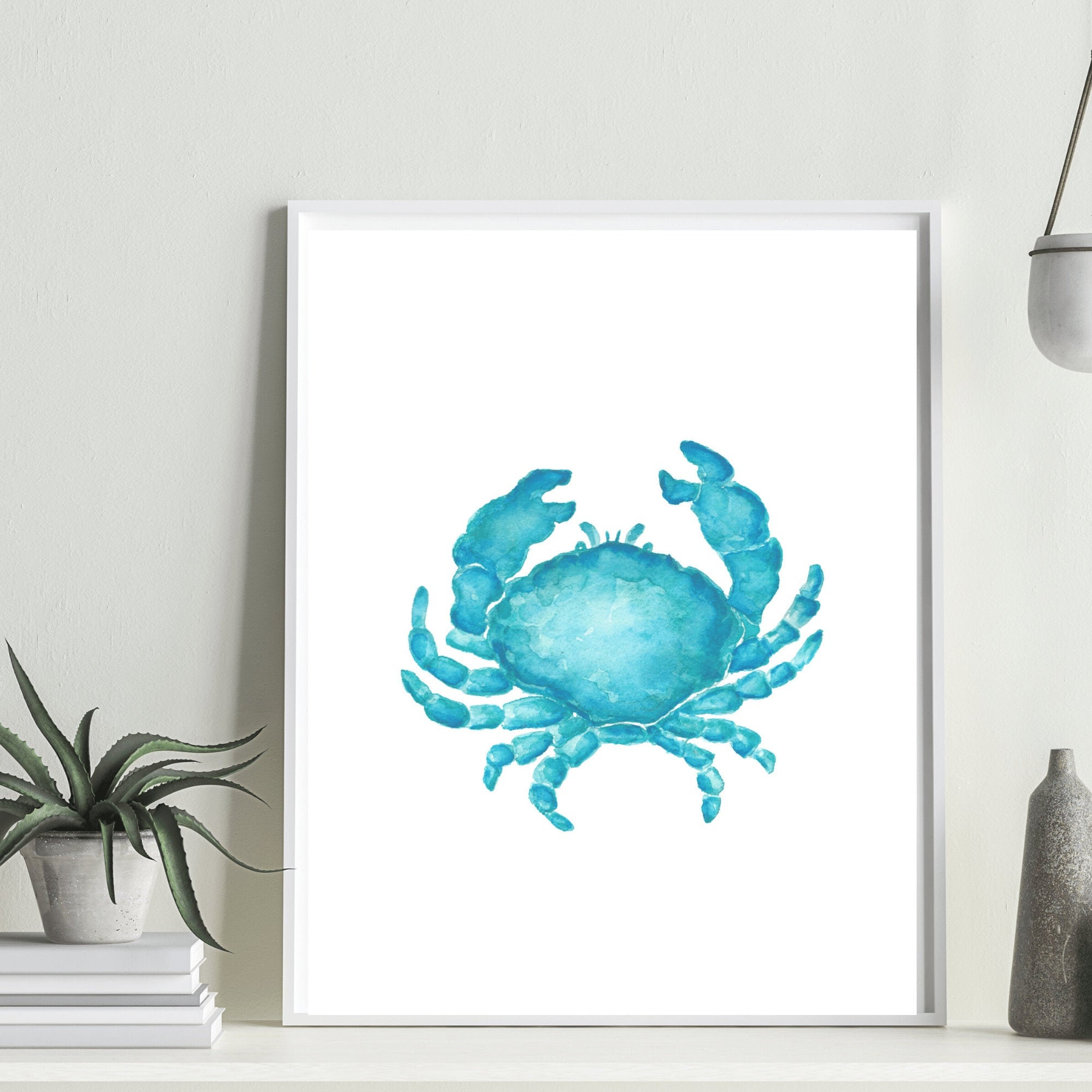 Blue Crab Print, Digital Download, Coastal Decor, Reef Art, Ocean