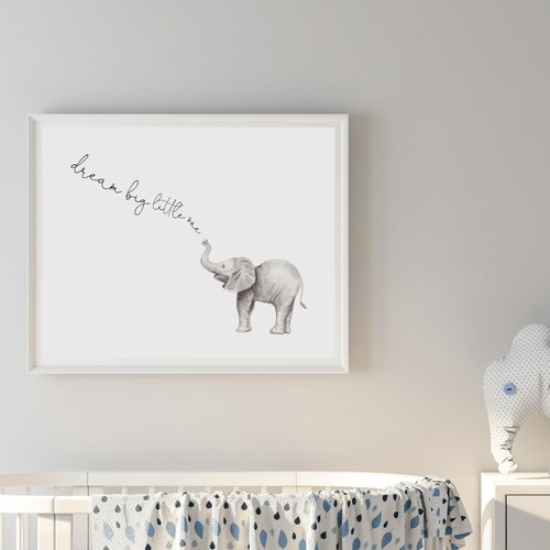 Nursery Wall Art Gender Neutral Gray Nursery Elephant Etsy