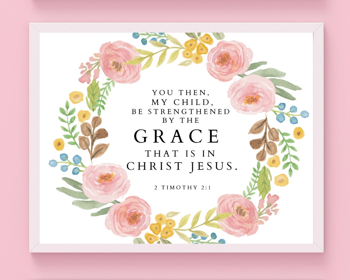 Floral Scripture Nursery Print, Encouraging Nursery Art, Digital ...
