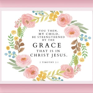 Floral Scripture Nursery Print, Encouraging Nursery Art, Digital ...