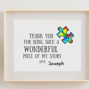 Teacher Gift, Customizable Gifts for Teachers, DIY Teacher Thank You Sign from Student, Instant Download, Multicolored Puzzle