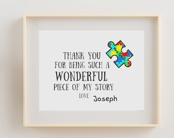 Teacher Gift, Customizable Gifts for Teachers, DIY Teacher Thank You Sign from Student, Instant Download, Multicolored Puzzle