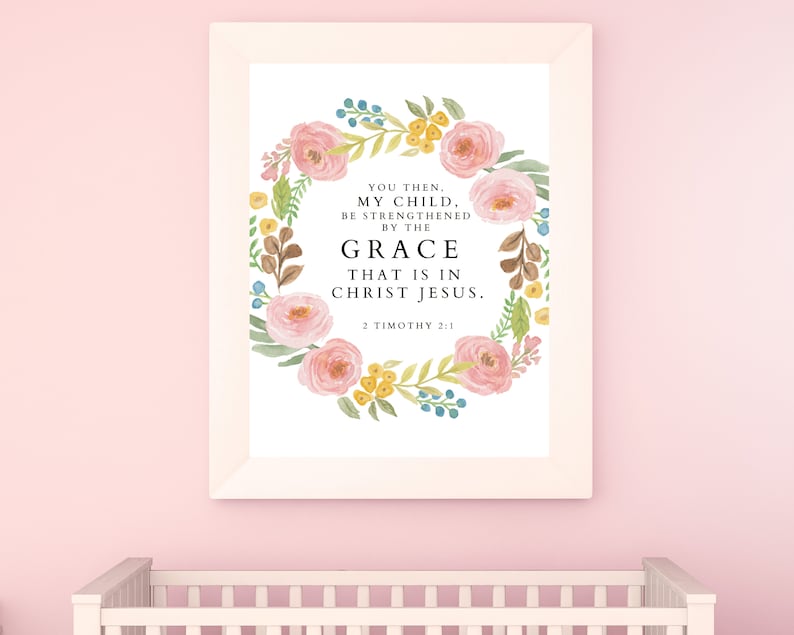 Floral Scripture Nursery Print Encouraging Nursery Art - Etsy