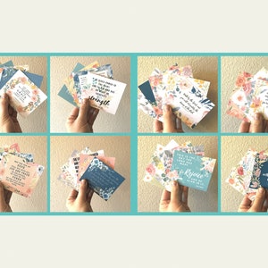 Paquete de tarjetas de escritura #1 y #2, Conjunto de 36, Versículos alentadores, Tarjetas de memorización de la Biblia, Descarga instantánea