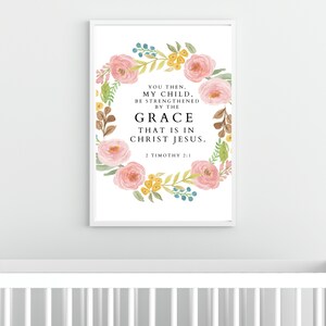 Floral Scripture Nursery Print, Encouraging Nursery Art, Digital ...
